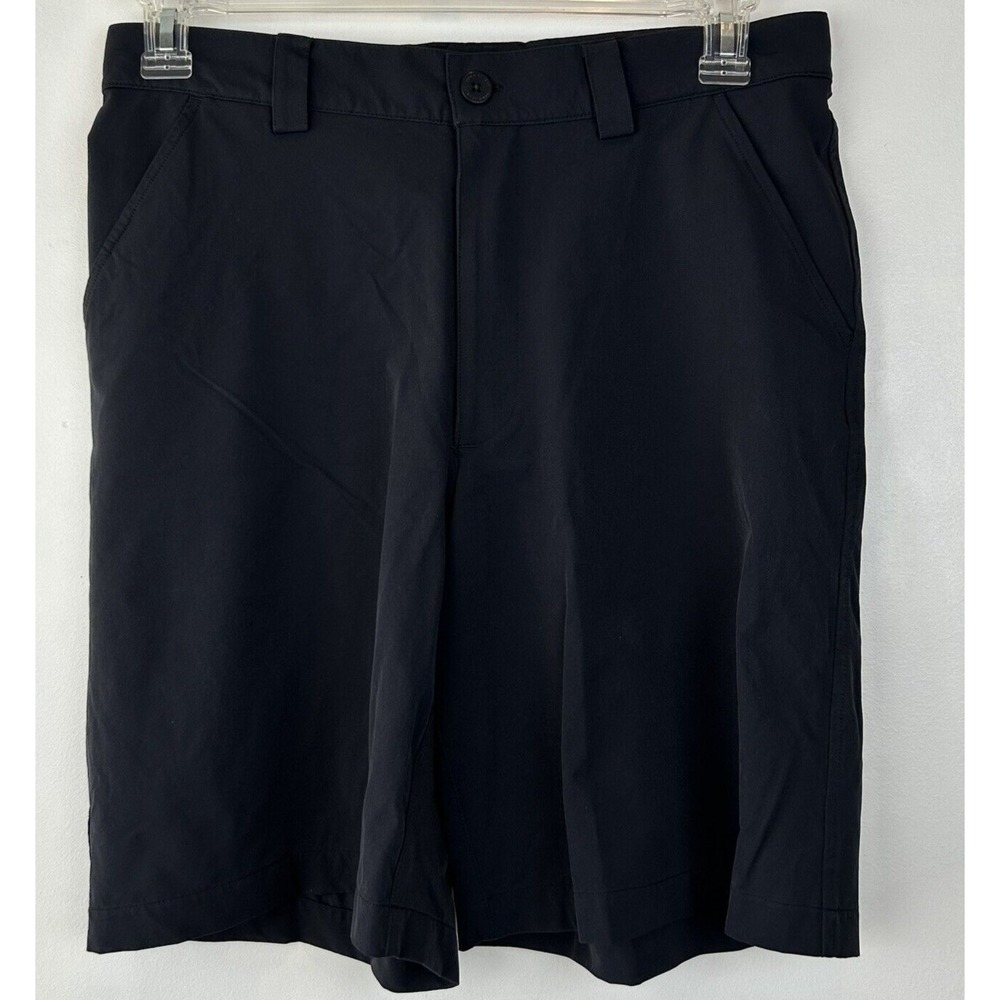 Under Armour Shorts Mens 32 R Performance Black Nylon Pockets 9" Inseam Read